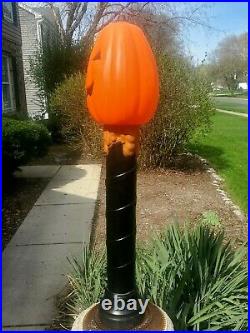 Halloween Lighted Blow Mold Pumpkin Jack O Lantern Post TPI