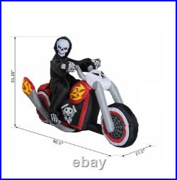 Halloween Lighted Grim Reaper Flaming Motorcycle Self-Inflatable Yard Decor