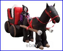 Halloween Self-Inflatable Carriage with Huge Skull Outdoor Decoration Includes L