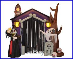 Halloween Self-Inflatable Haunted House Castle with Skeletons Includes Lights