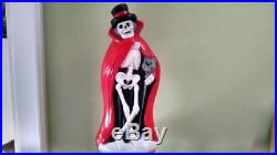Halloween Skeleton with Top Hat, Cat Cane, Cape, Skull Lighted Blow Mold, New