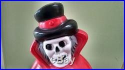 Halloween Skeleton with Top Hat, Cat Cane, Cape, Skull Lighted Blow Mold, New