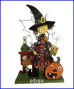 Halloween Witch Potion Pumpkin Light Up Wire Wood Sculpture Art Jetmax