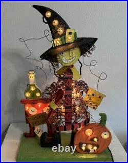Halloween Witch Potion Pumpkin Light Up Wire Wood Sculpture Art Jetmax