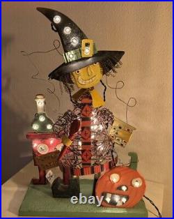 Halloween Witch Potion Pumpkin Light Up Wire Wood Sculpture Art Jetmax