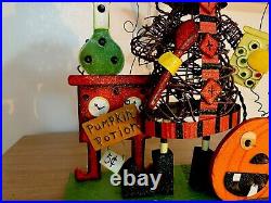 Halloween Witch Potion Pumpkin Light Up Wire Wood Sculpture Art Jetmax