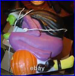 Halloween Witch on Broom Pumpkin Blow Mold Don Featherstone Design