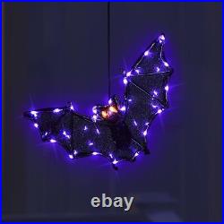 Hanging Glowing Bat Trio 52 LED Illuminated Indoor/Outdoor Halloween Decoration