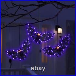 Hanging Glowing Bat Trio 52 LED Illuminated Indoor/Outdoor Halloween Decoration