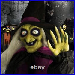 Haunted Hill Farm Life-Size Scary Talking 3 Witches with Cauldron Halloween