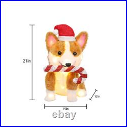 Holiday Living 21-in LED Corgi with Candy Cane Yard Decoration