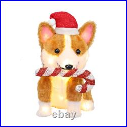 Holiday Living 21-in LED Corgi with Candy Cane Yard Decoration