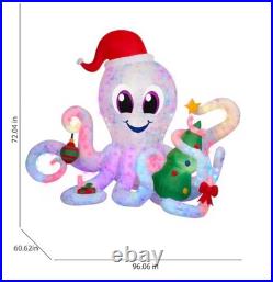 Holiday Living 6ft Tall Rainbow Octopus Airblown Christmas Light Up Inflatable