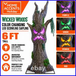Home Accents 6 FT Wicked Woods LED Scowling Sapling Halloween Tree 25SV25036