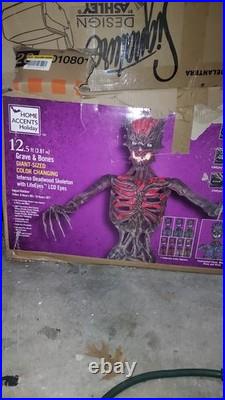 Home Accents Holiday Inferno Deadwood Skeleton 12.5ft LCD Eyes Halloween