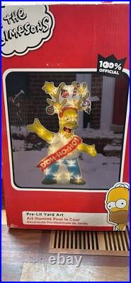 Homer Simpson Lighted flat Christmas Lawn Ornament. NWOT Video Can Be Provided