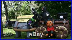 Huge 13ft Halloween Airblown Inflatable Horse Carriage With Reaper Witch Blow Up