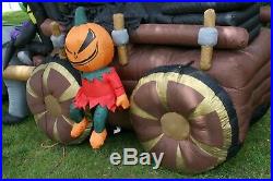 Huge 13ft Halloween Airblown Inflatable Horse Carriage With Reaper Witch Blow Up