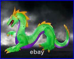 Huge 14 Ft Inflatable Dragon Decoration For Halloween Light Up