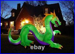 Huge 14 Ft Inflatable Dragon Decoration For Halloween Light Up