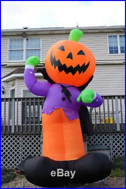 Huge Gemmy Airblown Inflatable Halloween Pumpkin Jack O Lantern Reaper 12' High