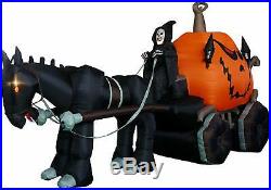 Huge Halloween Inflatable Skeleton Ghost Carriage Outdoor Decoration Yard Scary