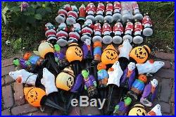 Huge Vintage Lot Empire Blow Mold Halloween Christmas Toppers Stands