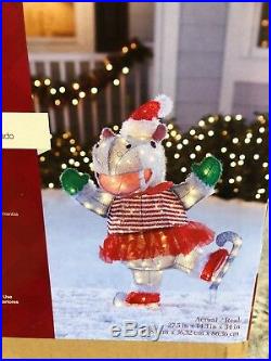 Ice Skating Hippo TuTu & Santa Hat LED Lighted Outdoor Christmas Yard Decor 34