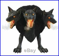 In Stock 2.5ft 3 Headed Fog Dogs Animated Halloween Cerberus Haunted House Prop