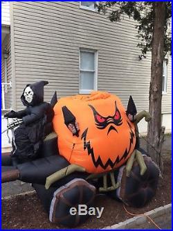 Inflatable Airblown Animated HALLOWEEN 14 FT GRIM REAPER Pumpkin Ghost CARRIAGE