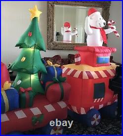 Inflatable Airblown Santa Express Train 12 Feet Christmas Tree Presents Gemmy