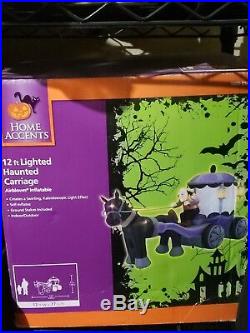 Inflatable Lighted Haunted Carriage 12 Ft W X 77 In H Swirling Kaleidoscopic
