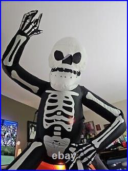 Inflatable Skeleton 8ft TOTALLY GHOUL On Pumpkin Vintage Kmart Works! 8