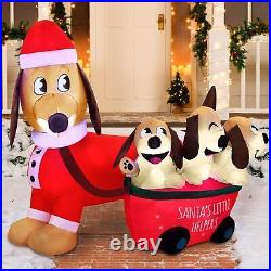 Joiedomi 5 FT Long Christmas Puppy Inflatable with Built-in LEDs