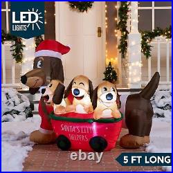 Joiedomi 5 FT Long Christmas Puppy Inflatable with Built-in LEDs