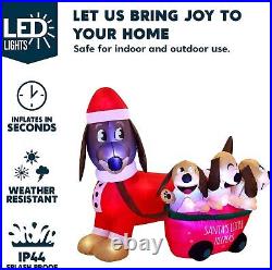 Joiedomi 5 FT Long Christmas Puppy Inflatable with Built-in LEDs