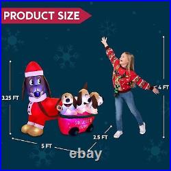 Joiedomi 5 FT Long Christmas Puppy Inflatable with Built-in LEDs