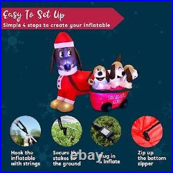 Joiedomi 5 FT Long Christmas Puppy Inflatable with Built-in LEDs