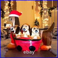 Joiedomi 5 FT Long Christmas Puppy Inflatable with Built-in LEDs