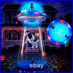 Joiedomi 9 FT Tall Halloween Inflatable UFO Outdoor Decoration, Blow Up Blue Fla