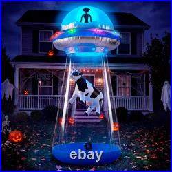 Joiedomi 9 FT Tall Halloween Inflatable UFO Outdoor Decoration, Blow Up Blue Fla