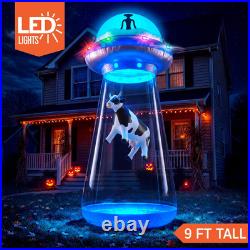 Joiedomi 9 FT Tall Halloween Inflatable UFO Outdoor Decoration, Blow Up Blue Fla