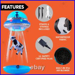 Joiedomi 9 FT Tall Halloween Inflatable UFO Outdoor Decoration, Blow Up Blue Fla