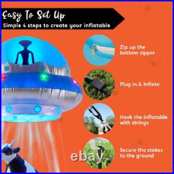 Joiedomi 9 FT Tall Halloween Inflatable UFO Outdoor Decoration, Blow Up Blue Fla