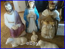 LARGE Nativity Blow Mold 9 Piece Set Lighted Christmas 48 VINTAGE Pick Up only