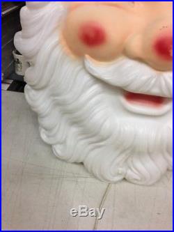 LARGE Vintage Empire Santa Clause Head Face Lighted Christmas Blow Mold 34 Tall