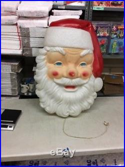 LARGE Vintage Empire Santa Clause Head Face Lighted Christmas Blow Mold 34 Tall
