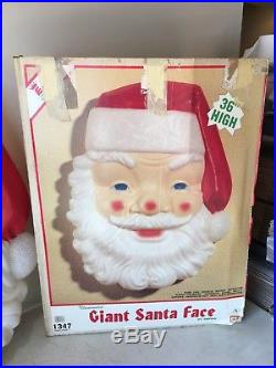 LARGE Vintage Empire Santa Clause Head Face Lighted Christmas Blow Mold 36 Tall