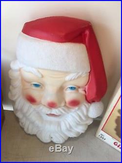 LARGE Vintage Empire Santa Clause Head Face Lighted Christmas Blow Mold 36 Tall