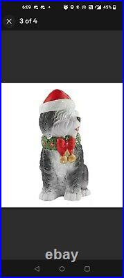 LED 2.5' Sheepdog Santa Hat Indoor Outdoor Holiday Christmas Mold Decor